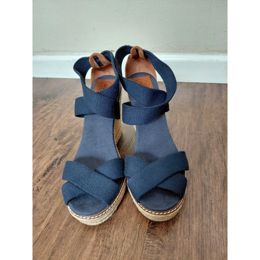 Tory burch sandals wedge heels size 10.5 Blue